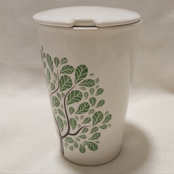 Tea Forte Ceramic Green Tree Design Tea Mug with Lid - Picture 3 of 7